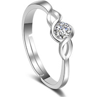 Karatcart Platinum Plated Elegant Classic Crystal Adjustable Ring for Women and Girls