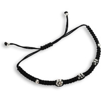 CHOTTEY LAL AND SONS Unisex-Adult Black Thread Silver Bracelet Cum Anklet With Multiple Flowers Nazariya Adjustable Evil Wristband