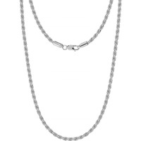 Amazon Brand - Nora Nico 925 Sterling Silver BIS Hallmarked Italian Diamond-Cut Braided Rope Chain Necklace for Men and Women 22 Inches