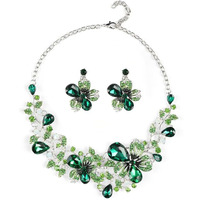 GEHNEY joy of jewels JN13 Crystals Gemstones Necklace Earrings Set Jewelry, Jewellery for Women and Girls (2 piece set  1 set earrings 1 necklace) (Multi)