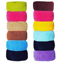 TRIPIN Thick Rubber Bands Hair Band Cottonthread, Extra Soft Colorful Bun Ponytail Holders for Girls and Women Multi-Colored (8CM) - Pack of 12 (Multi Color)