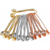 VAMA FASHIONS Golden Crystal Stone Sarees Brooch Coat Dress Gown Shawl Bridal Safety saree pins for Women Girls (saree pin for pleats)