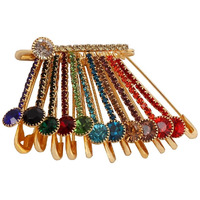 VAMA FASHIONS Golden Crystal Stone Sarees Brooch Coat Dress Gown Shawl Bridal Safety saree pins for Women Girls (Multicolour brooch Pin)
