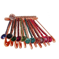 VAMA FASHIONS Golden Crystal Stone Sarees Brooch Coat Dress Gown Shawl Bridal Safety saree pins for Women Girls (Saree pin fancy)