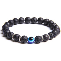 Hot And Bold Evil Eye Beads Triple Protection Nazaria Bracelet: Natural Stones With Certificate Of Authenticity - Womens