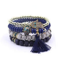 Shining Diva Fashion Latest Stylish Evil Eye Boho Bohemian Bangle Bracelet for Women and Girls (15421b)(Dark Blue)