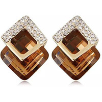 Shining Diva Fashion Italian Designer Collection Gold Plated Drop Earrings for Women (Brown)(9738er)