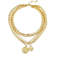 Shining Diva Fashion Stylish Multilayer Chain Pendant Necklace for Women and Girls (12443np), gold