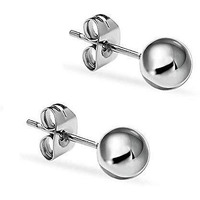 KUKSHYA JEWELLERS Exclusive 925 Pure Silver Stud Earrings for Baby Girl, Men, Women, Girls & Boys (BALL STUD 5MM) (5)