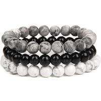 Young & Forever Reiki Crystal Beads Bracelets Original Black Onyx Howlite Map Jasper Set of 3 Bracelet Set