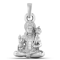 Akshat Sapphire Sterling Silver (92.5% purity) God Hanuman Pendant for Men & Women Pure Silver Lord Bajrang Bali Locket for Good Health & Wealth