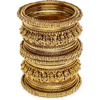 Shining Diva Fashion Latest Antique Gold Plated Set of 26 Stylish Traditional Bangle for Women (11189b_2.6)