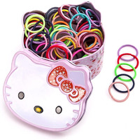 Shining Diva Fashion 100 pcs Combo Elastic Hair Bands Ties Accessories for Kids Baby Girls Women with Tin Kitty Box (15523zb)