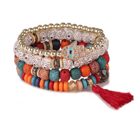 Shining Diva Fashion Latest Stylish Evil Eye Boho Bohemian Bangle Bracelet for Women and Girls (15428b)(Multi)