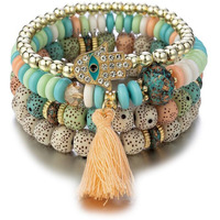 Shining Diva Fashion Latest Stylish Evil Eye Boho Bohemian Bangle Bracelet for Women and Girls (15424b)(Multicolor)