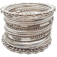 YouBella Antique Look Jewellery Silver Plated Traditional Bracelet Bangles for Women (2.4)
