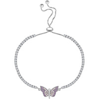 Ornate Jewels 925 Silver American Diamond Butterfly Adjustable Bracelet for Women and Girls | with Certificate of Authenticity & 925 Stamp | Life-time Warranty*