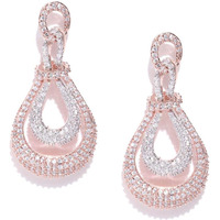 Priyaasi Elegant American Diamond Earrings for Women | Stylish Drop Design | Rose Gold Earrings for Women | Fashion Jewellery for Party, Weddings, & Gifting