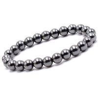 Young & Forever Gift Certified Reiki Crystal Semi Precious Gemstone Hematite Bracelet for Detoxification and Balance Healing Stone Stretch Bracelet for Men and Women
