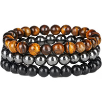 Young & Forever Gift Matching Natural Sodalite Tourmaline and Lapis Lazuli Multi Layer Triple Protection Gem Stone Beads Stacked Combo Bracelets for Men and Women