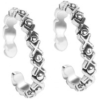Clara 925 Sterling Silver Cross Toe Rings Pair | Size Adjustable, Oxidised | Gift for Women and Girls