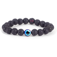Natural Gemstones Reiki Healing Bracelet with Evil Eye Beads - Authentic Certified Healing Stone Jewelry (Lava Rock Elemental Nazar Bracelet)