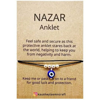 Kaushey loom & craft Evil Eye Adjustable Anklet Bracelet Black Braided Foot Chain for Women and Girls, Free size black thread anklet(Pack of 1)