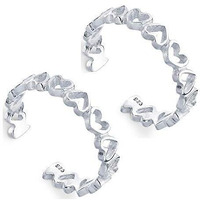 Nemichand Jewels 925 Sterling Silver Heart Toe Rings For Women (Free Size)