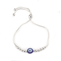 DHRUVS COLLECTION 925 Pure Silver Adjustable Silver Chain Evil Eye Bracelet For Teenage Girls & Women