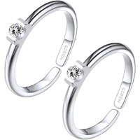 HighSpark Diamond Silver Toe Rings for Women | 92.5 Sterling Silver Hypoallergenic Adjustable Toe Rings | Minimal & Elegant Designs - Diamond - 1 Pair