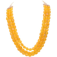 Ratnavali Jewels 3 Layer Real Yellow Onyx Stone Beads Base Metal Necklace for Women (RV3415Y)
