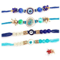 To The Nines Rakhi for Brother with Tilak Material & Greeting Card - Pack of 4 Rakhi