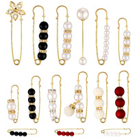 SANNIDHI 15 Pcs Brooch Pin for Women Pearl Safety Pins Anti-Exposure Pearl Flower Saree Pins Jewerelly Accessories Saree Pin for Hijab Shawl Scarf Dress Clothes
