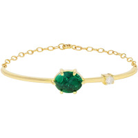 MINUTIAE Oval Jade Green Cabachon Dainty Chain Bracelet - Gold | Adjustable and Extendable Loop for Chain | Ideal Gift for Her/Girl/Women