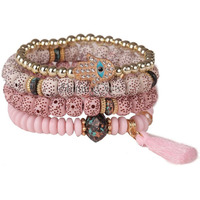 Shining Diva Fashion Latest Stylish Evil Eye Boho Bohemian Bangle Bracelet for Women and Girls (15420b)(Pink)