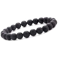 Young & Forever Gift Certified Reiki Crystal Semi Precious Gemstone Matt Onyx Bracelet Negative Energy Protection Healing Stone Stretch Bracelet for Men and Women