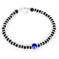 CHOTTEY LAL AND SONS 925 Sterling Silver Evil Eye Adjustable Bracelet Cum Anklet For Girls, Boys, Men & Women