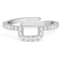 Clara Pure 925 Sterling Silver U shape Finger Ring with Adjustable Band | Gift for Women Girls Wife Girlfriend | Swiss Zircon Rhodium Plated