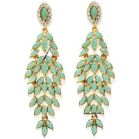 Mahi Gold Plated Dazzling marquise mint green crystals dangler earrings for girls and women ER1109557G