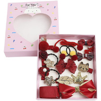 BabyMoon 18Pcs/Set Mix Style Headwear Set Children Accessories Ribbon Bow with Full Covered Clips Hairpins for Girls Princess Crown Headdress Hair Accessories with Gift Box