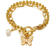 Shining Diva Fashion Latest Stylish Gold Plated Charm Bracelet for Women and Girls (14661b)
