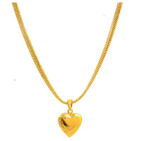 Handicraft Kottage Heart Shape Love Locket Pendant | Open Heart Pendant Chain Jewellery For Women/Girls Valentine Day gift | Gold plated Heart Photo Pendant with Chain for Women