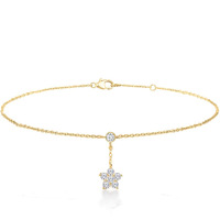MINUTIAE Gold Plated Anklet Star Shape With Solitaire Crystal Painjan Payal For Women and Girls