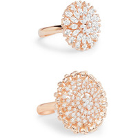 ZAVERI PEARLS Set of 2 Rose Gold Cubic Zirconia Contemporary Adjustable Finger Rings For Women-ZPFK13454