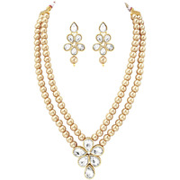 Peora Traditional Beads Kundan Layered Long Necklace & Drop Earring Ethnic Jewellery Set Fashion Gift for Women Girls