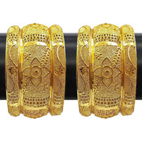 YouBella Fashion Jewellery Traditional Gold Plated Original Gold Look Bracelet Bangle Set of 6 Bangles Jewellery For Girls and Women (2.8)
