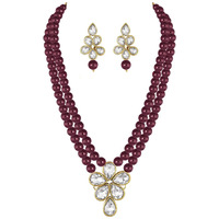 Peora Gold Plated Crystal Pearl Long Necklace with Drop Earrings Traditional Ethnic Jewellery Set for Women Girls|Rakhi Rakshabandhan Gift for Sister Bhabhi, Gifts for Women