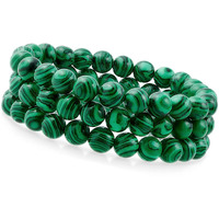 Young & Forever Gift Dvine Spiritual Natural Semi-Precious Malachite Reiki Bracelet for Men and Women Set of 3