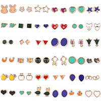 Shining Diva Fashion Multicolour Non Precious Metal Base Metal Latest Stud Earrings for Girls (sd12014er, 36 Pairs Combo Set)
