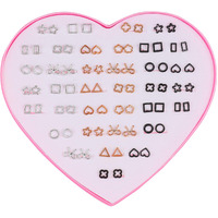 Shining Diva Fashion Multicolour Non Precious Metal Base Metal Pearl Design Stud Earrings for Women (36 Pairs Combo Set) (12173er)
